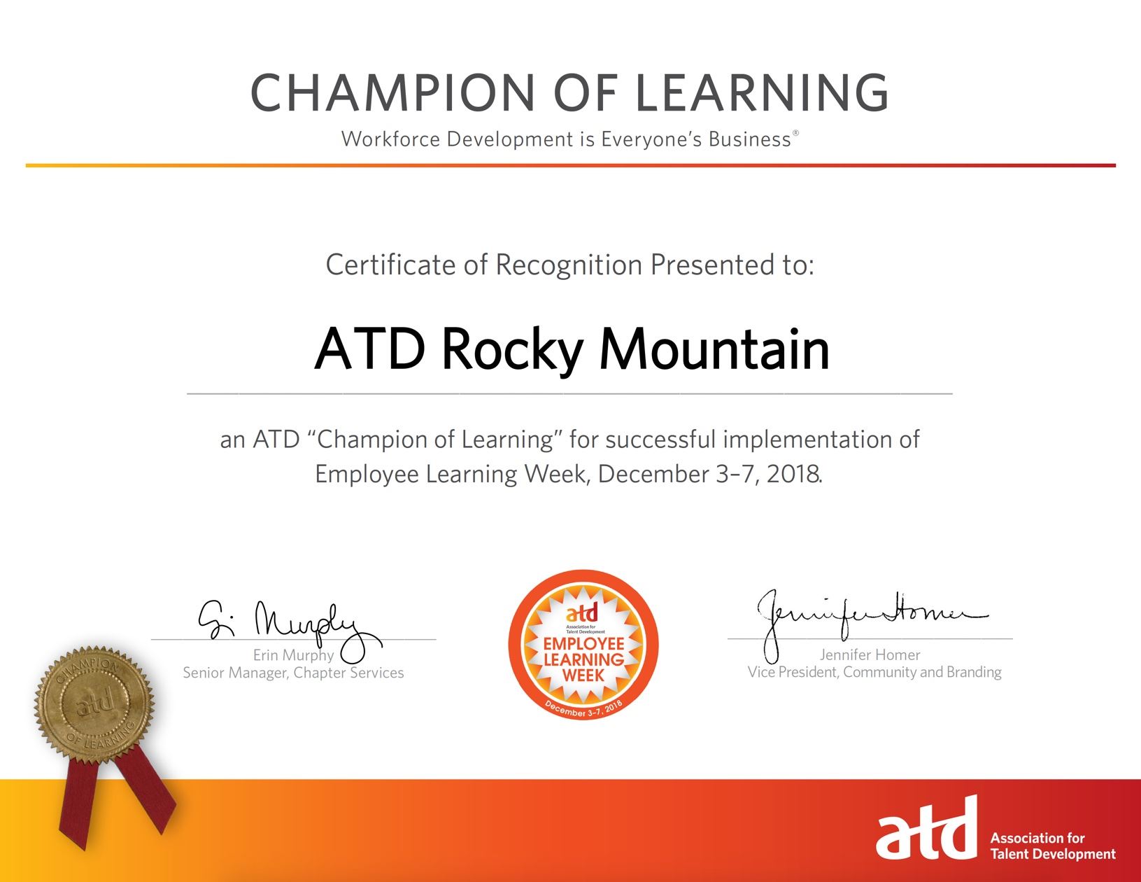 Champion of Learning Certificate